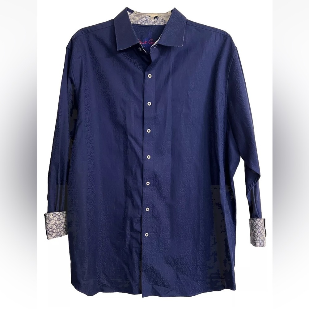 Robert Graham RG Shirt Blue  Button Up Down Flip Cuff Men's Size 2X